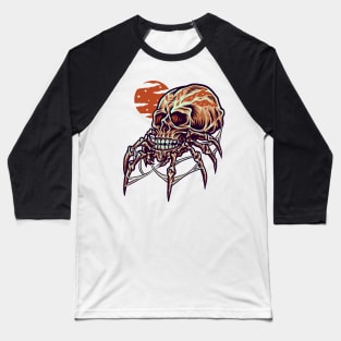 Evil Halloween Spider Skull Baseball T-Shirt